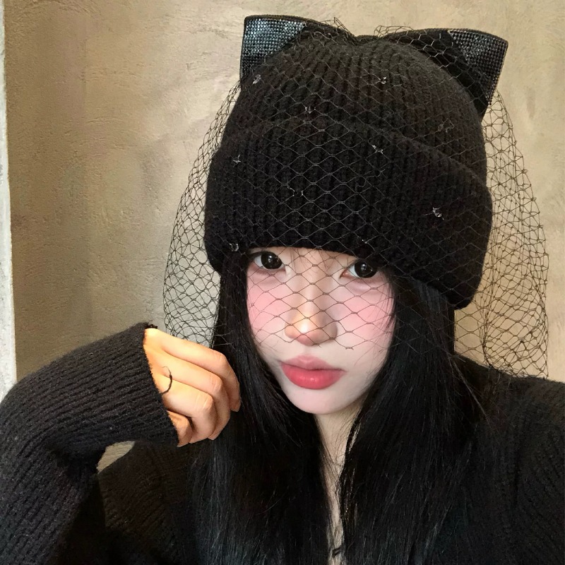 Beanie Cuffed Knit - Y2K gebreide mutsen met kattenoortjes en