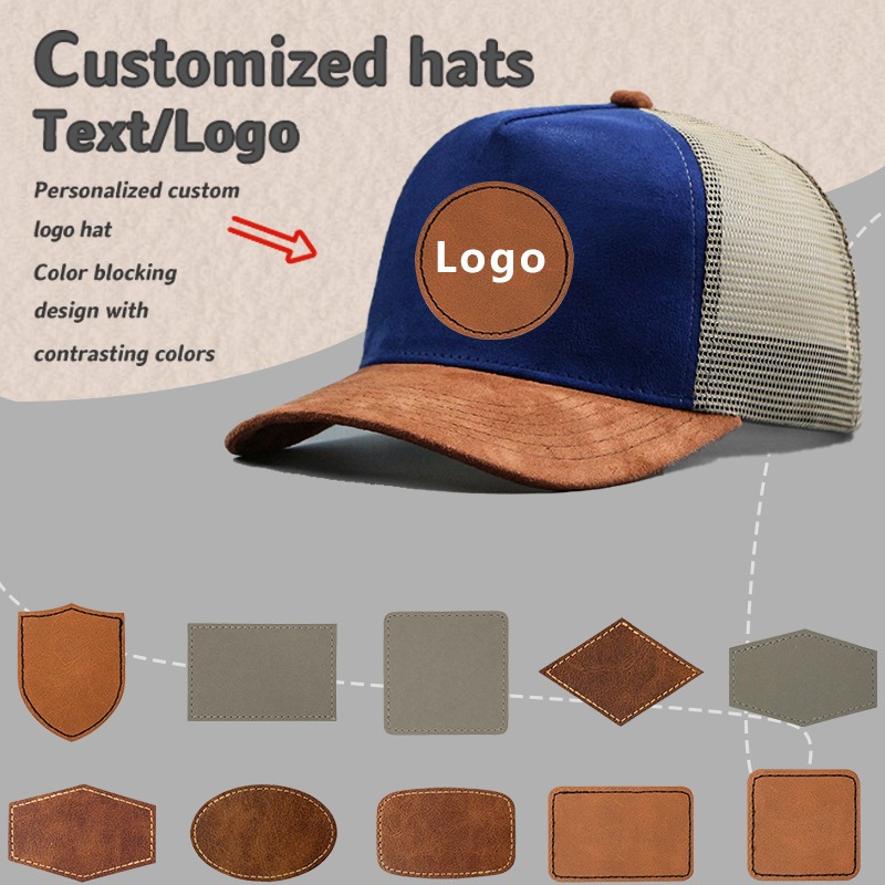 Trucker Cap Mesh - Leather Label Custom Logo Five-panel Suede