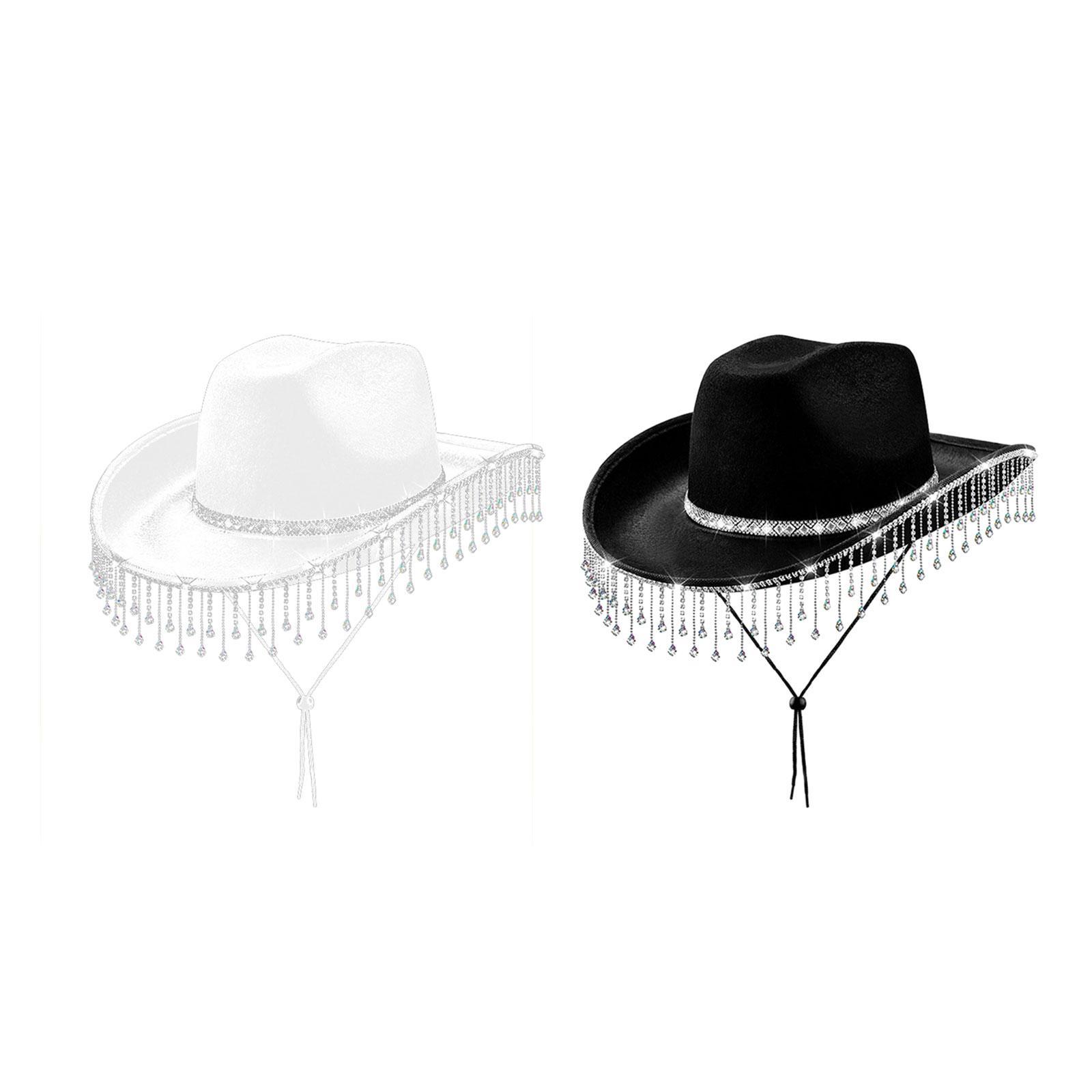 Cowboy Hat Straw - Vrouwen Cowboyhoed met Strass Fringe Brede