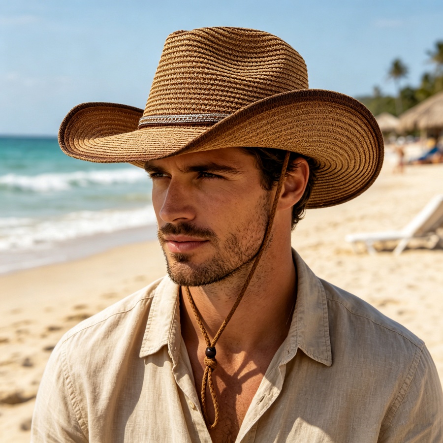 Cowboy Hat Straw - Retro Western Cowboy strohoed met kleurverloop