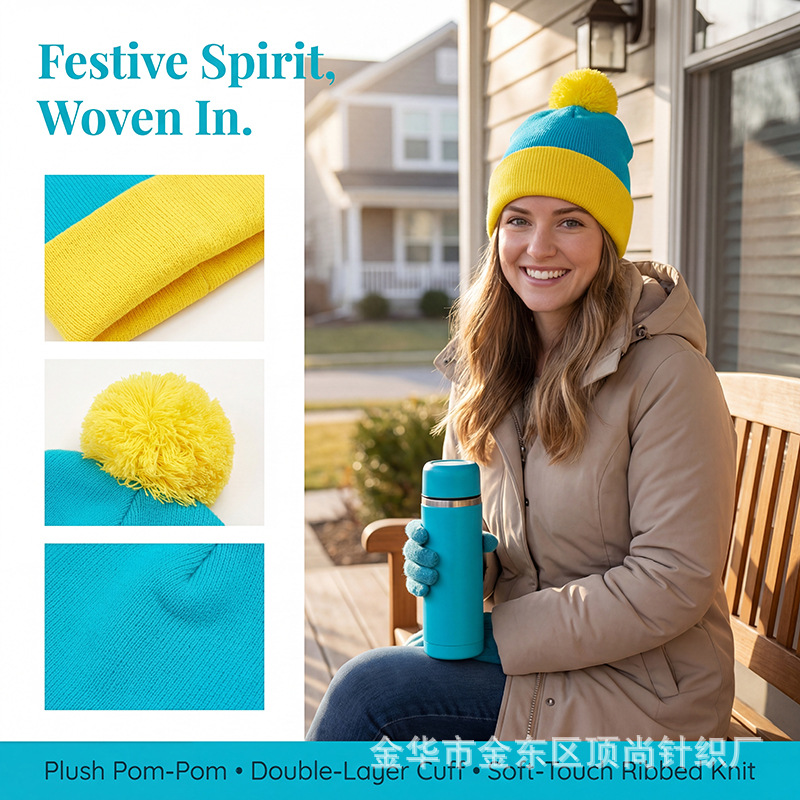 Beanie Cuffed Knit - Dikke gebreide winteraccessoires: warme, comfortabele set